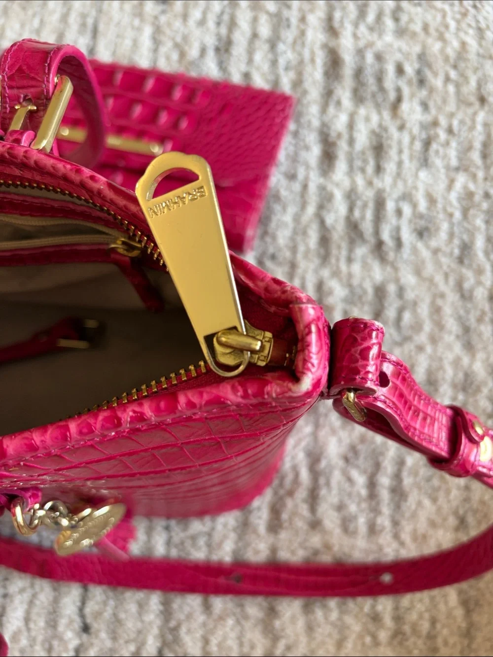 Brahmin Croc-Embossed Shoulder Tote & Wallet - Fuchsia Pink